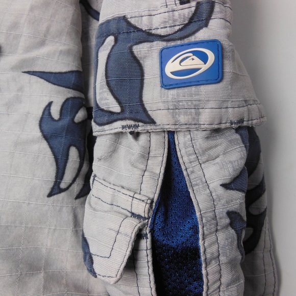 Quicksilver vintage board shorts, 2 pockets grey tropical flowers 36 tie front - Picture 5 of 11